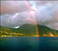 Rainbow reflection in sea, Roseau, Dominica